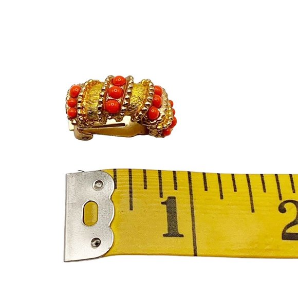 1960's Palm Beachy Goldtone Metal Clip-On Hoops - Picture 8 of 8